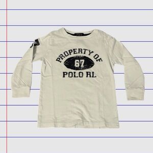 Polo by Ralph Lauren Kids Cream Long Sleeve Tee Shirt Size 5 Years Football